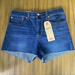 Levi’s high rise dark wash cutoff shorts
